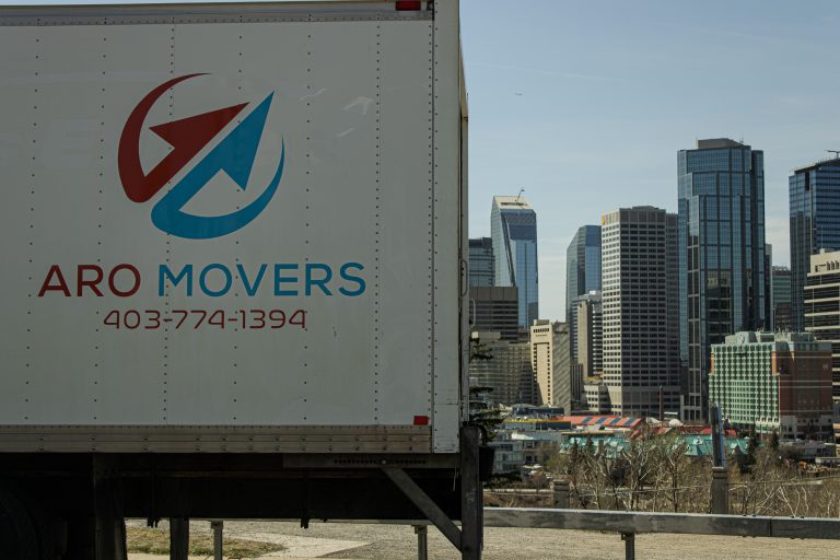 Moving truck with Aro Movers - view city Calgary